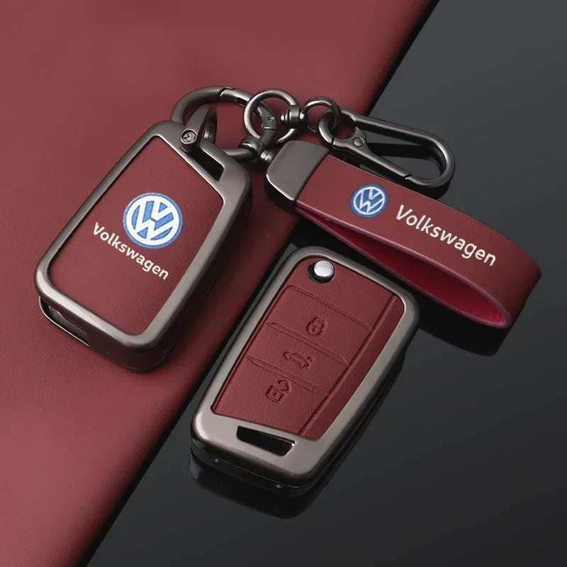 2026년형 VW 폭스바겐용 스타일링 몰딩 3버튼 아연 합금 자동차 키 케이스 커버 폴딩키 케이스 커버 (폭스바겐 골프 7 MK7 티구안 MK2 호환)