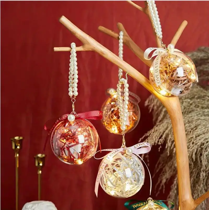10 stücke Ball 4/6/8 cm Transparent Offene Kunststoff Weihnachten Dekoration Ballon Acryl Klar Flitter DIY Ornament geschenk Geschenk Box Ball – Detail 10