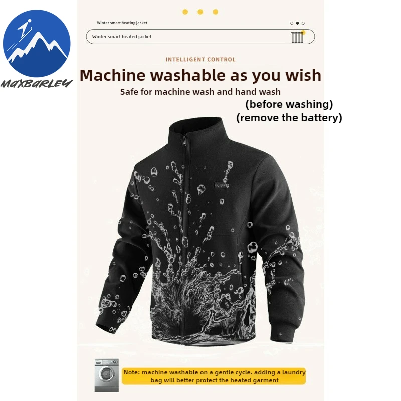 COMXZ 2025 Stand Collar Casual Heated Jacket Winter Graphene Fiber Heating Warm Coat Outdoor Fishing Camping Functional Wear