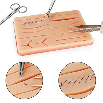 Kit di Sutura Chirurgica Riutilizzabile con Pad in Silicone per Pratica di Sutura su Ferite Cutanee, Modello per Addestramento e Simulazione di Ferite Traumatiche