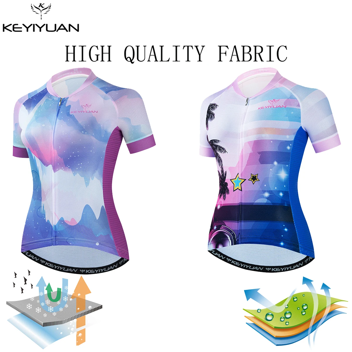KEYIYUAN New Pro Team Woman Cycling Jersey Tops Riding Bicycle Shirt Road Mtb Clothing Breathable Camisa Ciclista Feminina