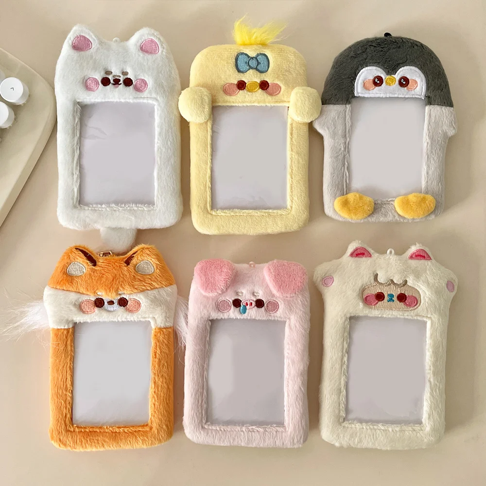 

Plush Animal Shape Bus Card Protector Case 3 Inch Photo Card Holder Star Chasing Pendant INS Style ID Credit Case Keychain