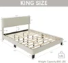 King Bed Frame Upholstered Bed Frame Platform with Adjustable Headboard Linen Fabric Headboard Wooden Slats Support/No Box 2