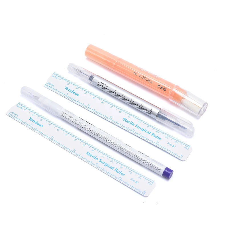 

2Pcs/set Medical Surgical Scribe Pen Eyebrow Piercing Marker Pen Sterile Surgical Ruler Permanent Tattoo Beauty Accessor