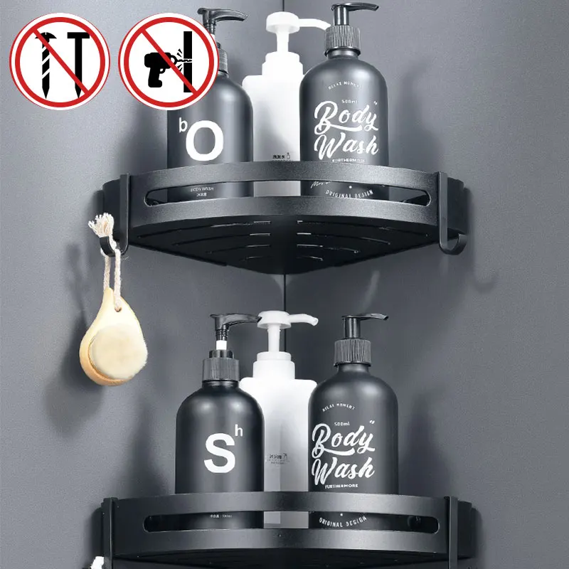 

Bathroom Shelves No-drill Corner Shelf Shower Storage Rack Holder Toilet Organizer Bathroom Accessories