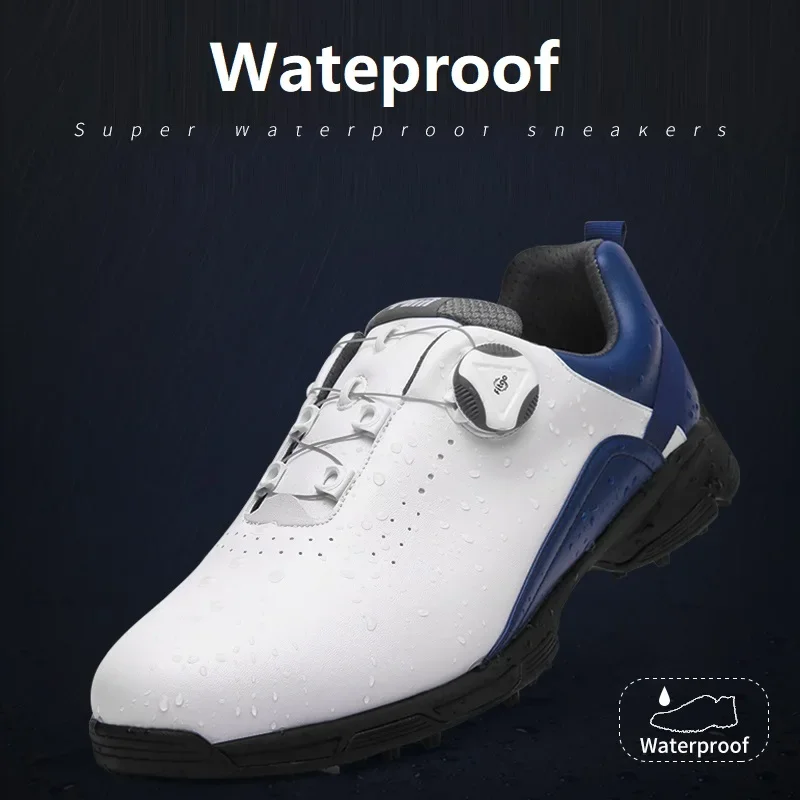Pgm Breathable Men's Golf Shoes Waterproof Leather Rotating Knobs Sneakers Man Sports Spiked Anti-Skid Training Golf Trainers