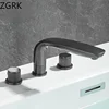 Luxury Bathroom Faucet Cold and Hot Water Tap Brushed Gold Split Three Hole Basin Faucet Solid Brass Washbasin Water Mixer 5