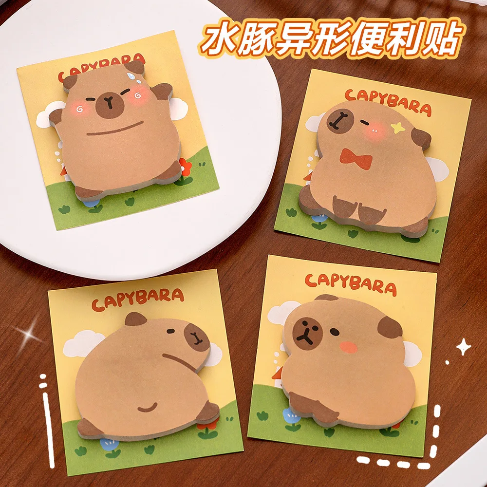Capibara 메모 패드 어린이 새로운 애니메이션 Capybara 스티커 메모 학생 Kawaii 학교 문구 사무용품 메모장 메시지 남기기