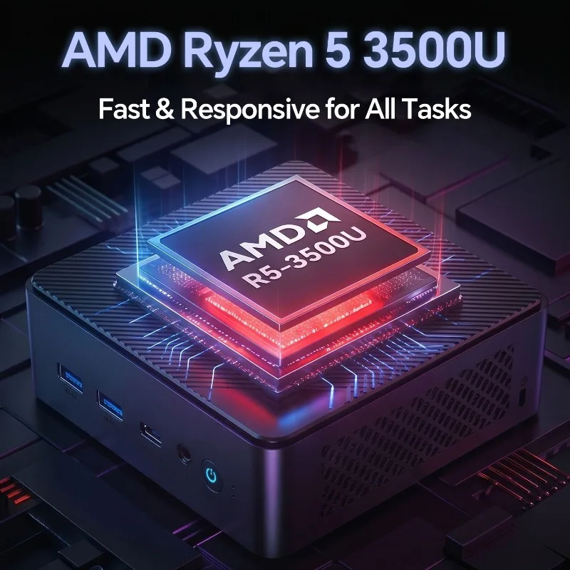 LENO 최신 AMD R5 3500U 미니 PC, 트리플 스크린 확장 지원, 32GB RAM, 2TB SSD, 고성능 미니 데스크탑