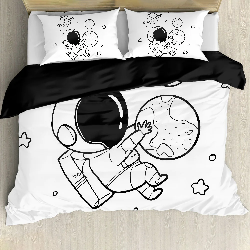 

Quilt Covers Planet and Astronaut Nordic Bed Cover 150 Duvet Cover and Pillowcase 3pcs/set Bedding Set funda nórdica
