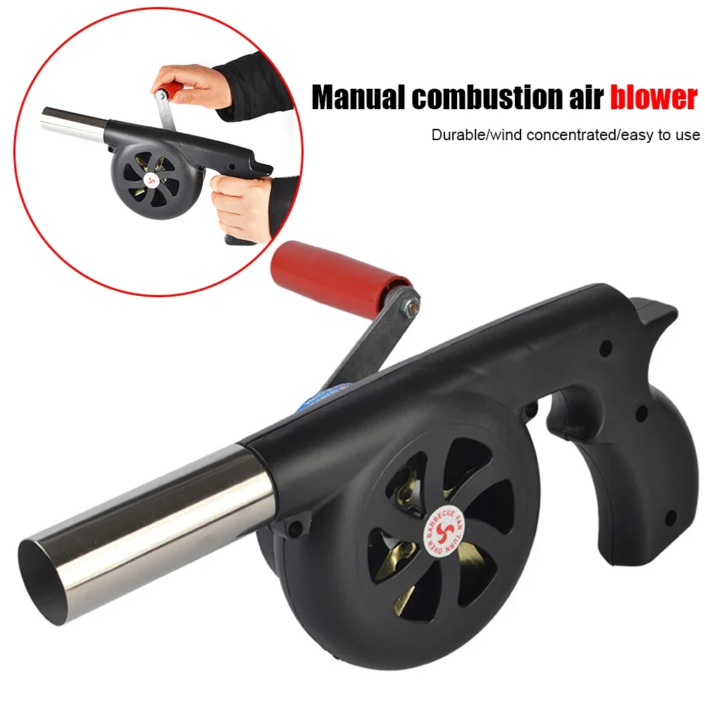 Portable Barbecue Air Blower Hand Crank BBQ Fan Outdoor Cooking Barbecue Hair Dryer Manual Handle Picnic BBQ Fans Tools Grill