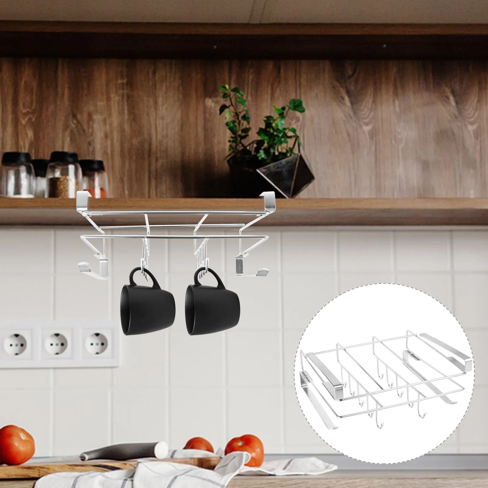 

Kitchen Cabinet Storage Rack Hanger Hanging Organizer Mug Holder Under Mugs Stainless Steel Inferior Punch Free