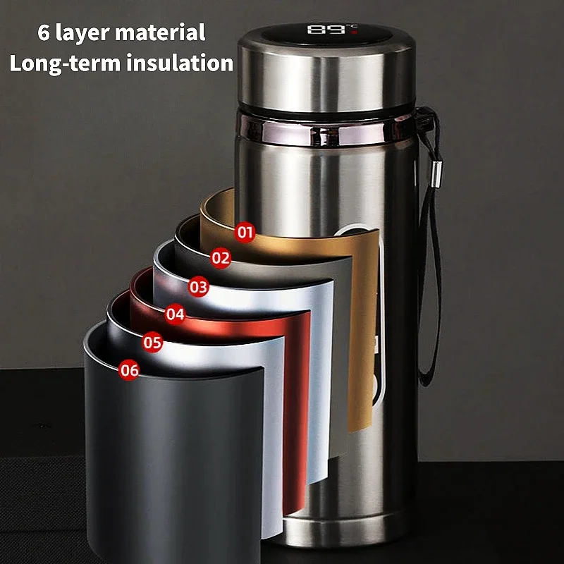 LED Temperature Display Insulated Stainless Steel Thermos Cup - 500ml