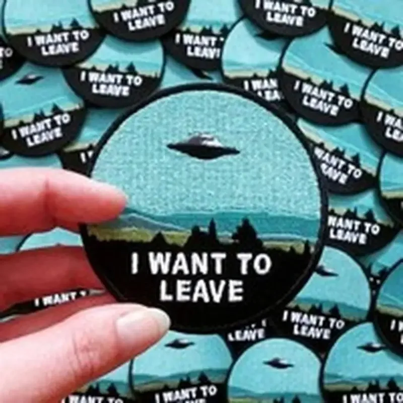 Borsa Distintivo Ricamo UFO I Want To Leave Ferro Da Cucire Su Patch - Foto 4