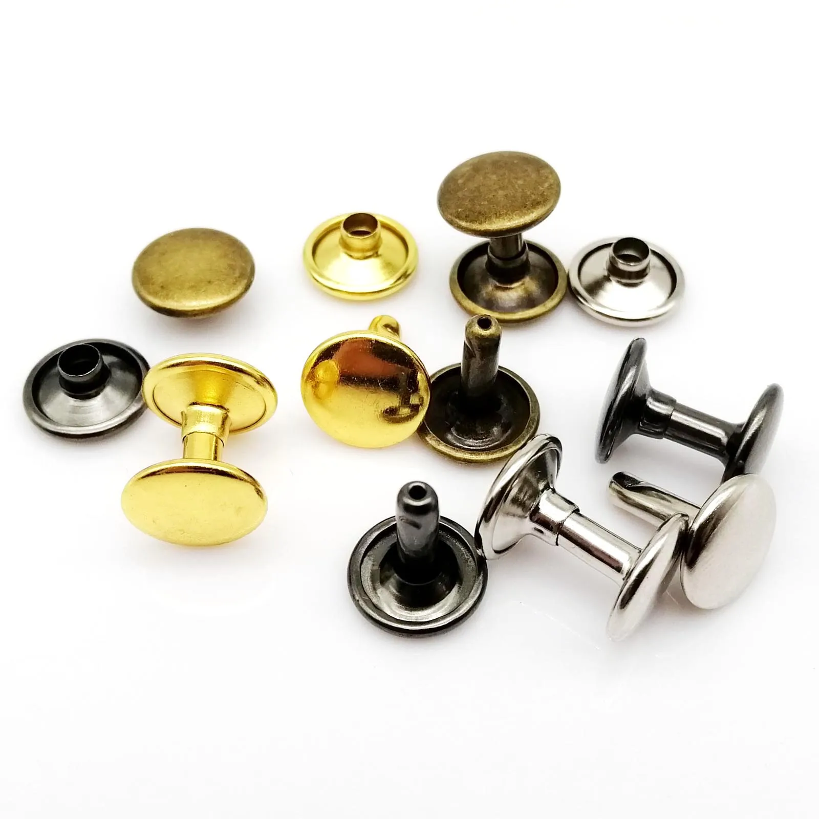 100sets 6mm 8mm 10mm Metal Double Cap Side Round Rivet for Leather Belt Wallet Bag Shoe Clothes DIY, metal rivets,belt strap rivets,leather rivets