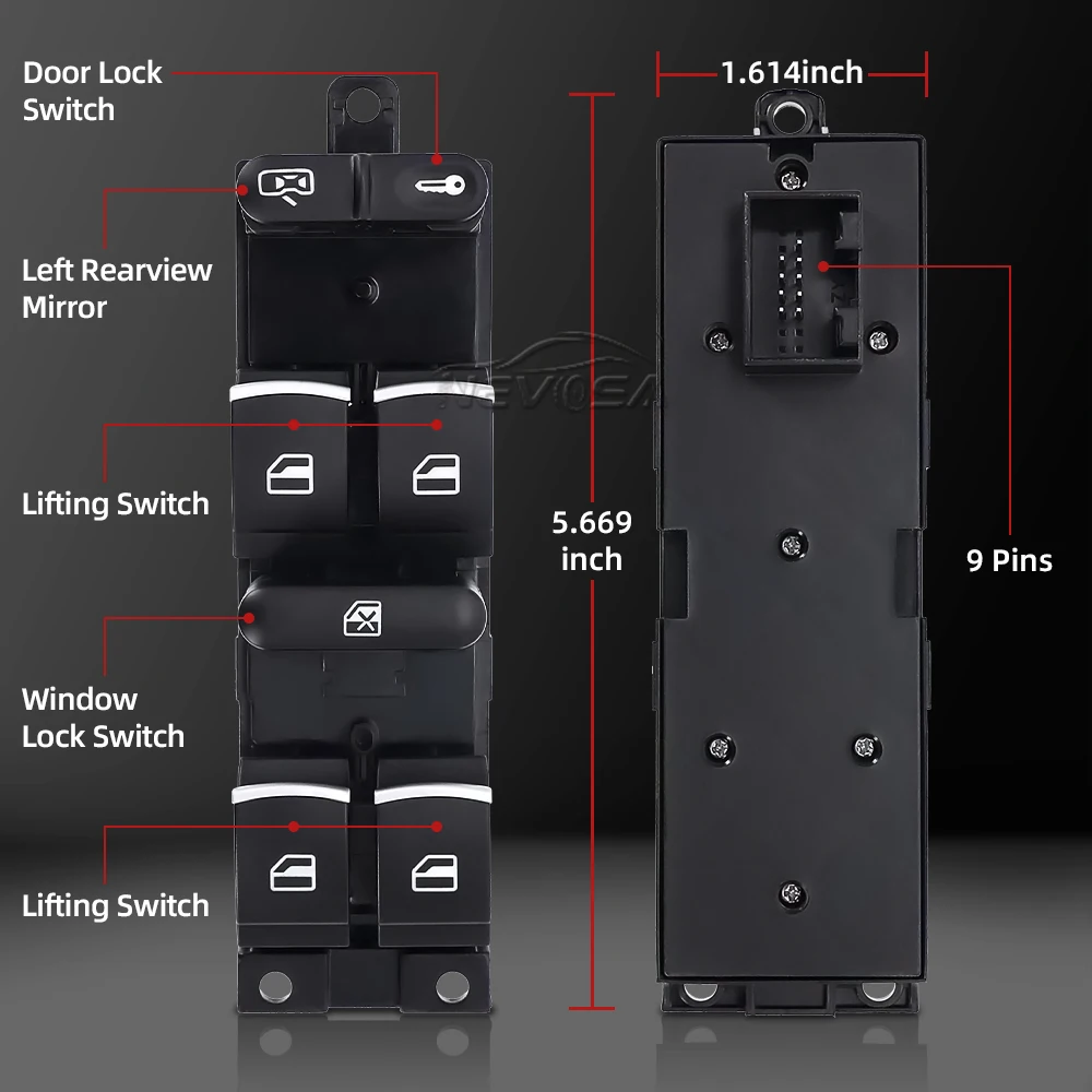 Window Control Switch Button For VW 1999 2000-2004 GTI Golf 4 Jetta MK4 BORA BEETLE Passat B5 B5.5 3BD 959 857 3BD959857