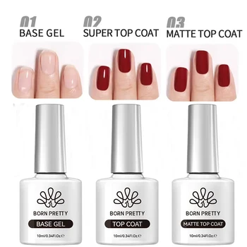 BORN PRETTY 10ML Base Gel Super Top Coat Manicure Matte Top Coat Semi Permanent Soak Off UV Gel Varnish