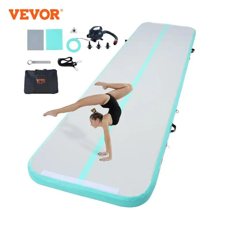 VEVOR 4inch Gymnastics Air Mat Inflatable Gymnastics Tumble Mat Track Training Mat for Gym Yoga Cheer leading Beach Park Water