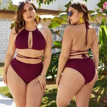  Plus Size Swimwear Women High Waist Swimsuit Push Up Bikini 2022 Woman Sexy Leopard Cross Bandage Bathing Suit Female Bikini Set 