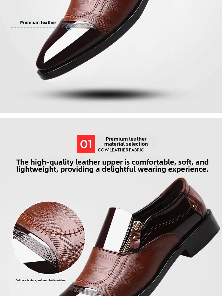 الأعمال الرسمية أحذية رجالي حجم كبير الانزلاق على عادية أشار تو أحذية من الجلد تنفس مقاومة للاهتراء ماصة للصدمات