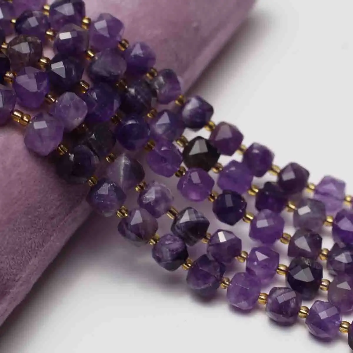 Naturstein Kristall Amethysten Rosenquarz Facettierter Würfel Lose Abstand Perlen Schmuckherstellung DIY Halskette Armband Zubehör – Detail 7