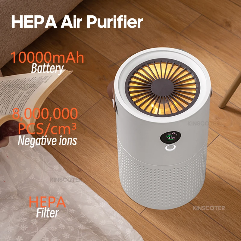 Home Really HEPA Air Purifier Monitor Air Quality Detection Wireless Rechargeable Air Cleaner For Smoke, Pollen, Dust, PM2.5