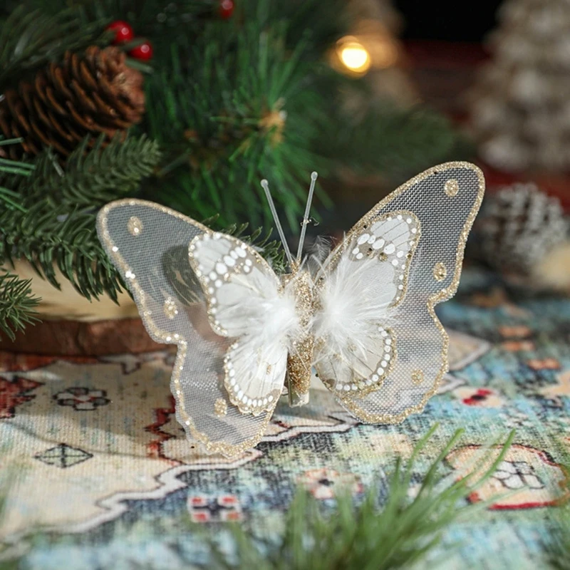Elegant Butterfly Christmas Ornament Festival Butterfly Hanging Ornament Christmas Tree Decoration Set of 3