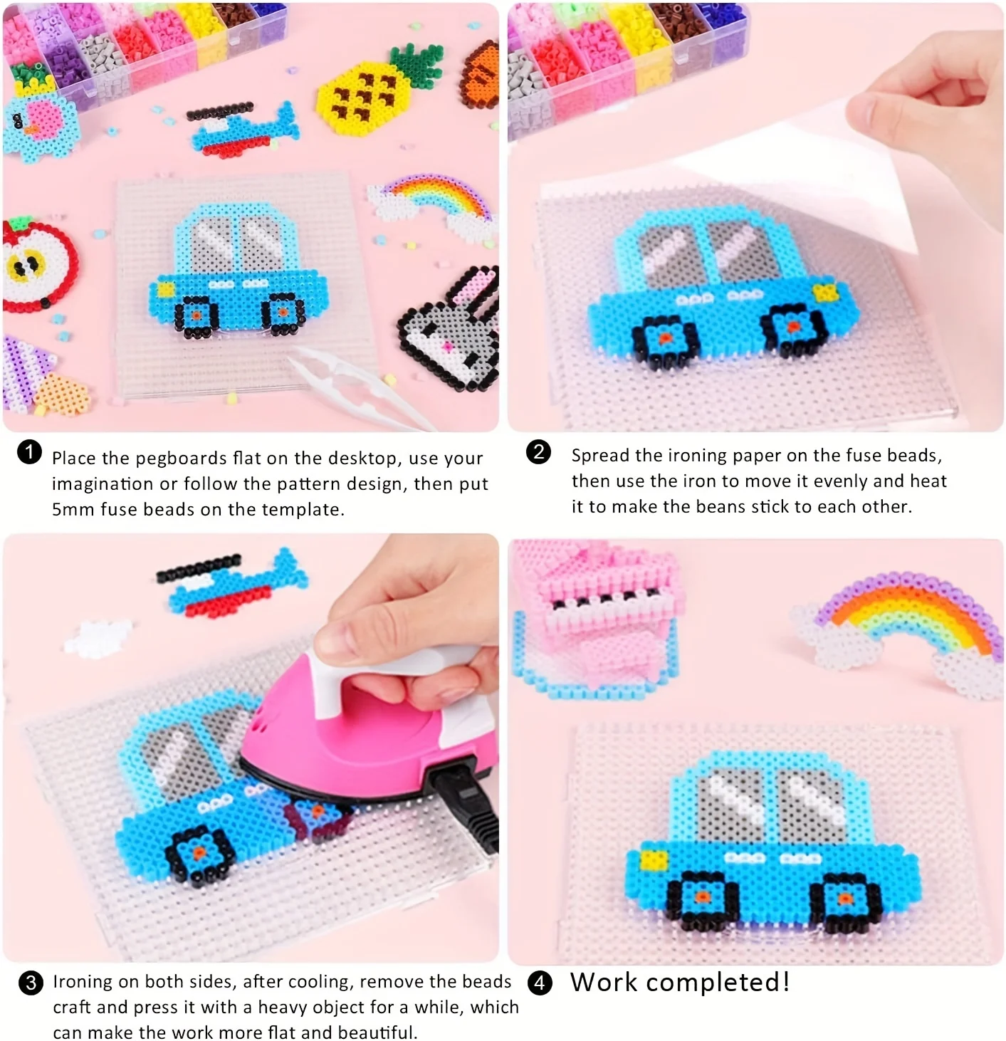 2,6 mm große durchsichtige Kunststoff-Sicherungstafeln, Perlen, Stecktafeln, Hama-Perlen, Pinzette, kreatives DIY-Schmuckhandwerk für Kinder, Bastelperlen – Detail 2