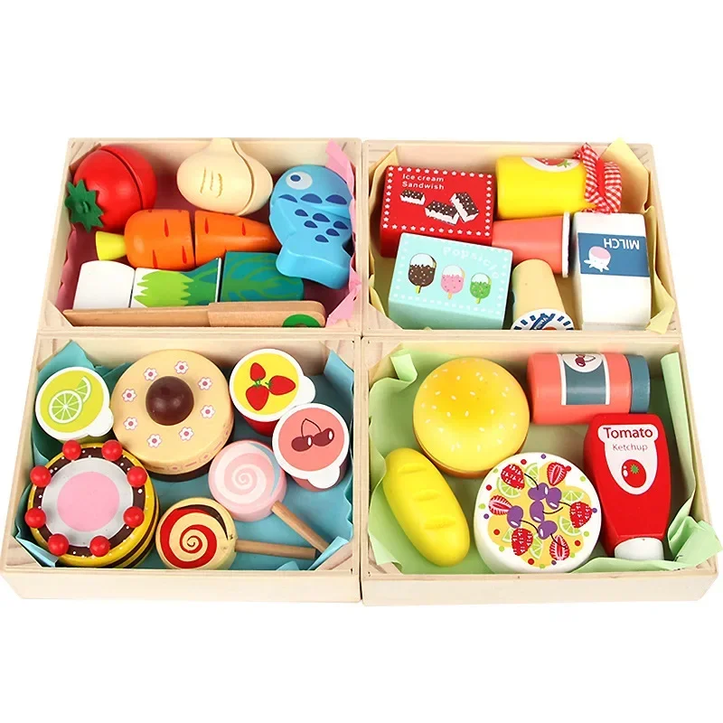 Educational Toys Kitchen Toys Pretend Kitchen Toys Pretend Food Toys Wooden Simulation Kitchen Toy Montessori Pretend Play House Series