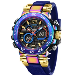SMAEL Waterproof Dual Time LED Sports Watch (PURPLEGOLD)