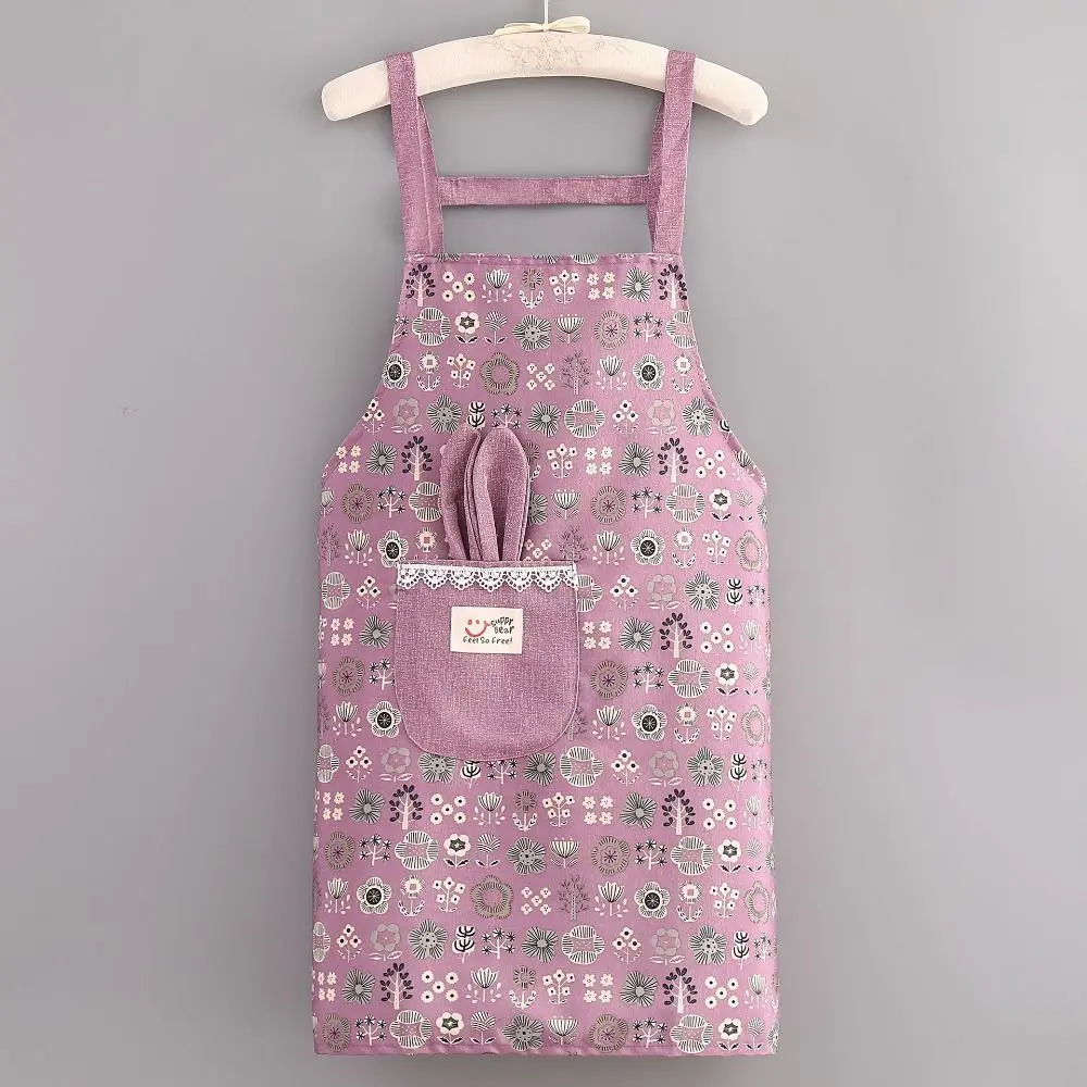 2Pcs Canvas Kitchen Cooking Apron Breathable Protective Long Sleeve Apron Adjustable Household Suspender Work Dress BBQ