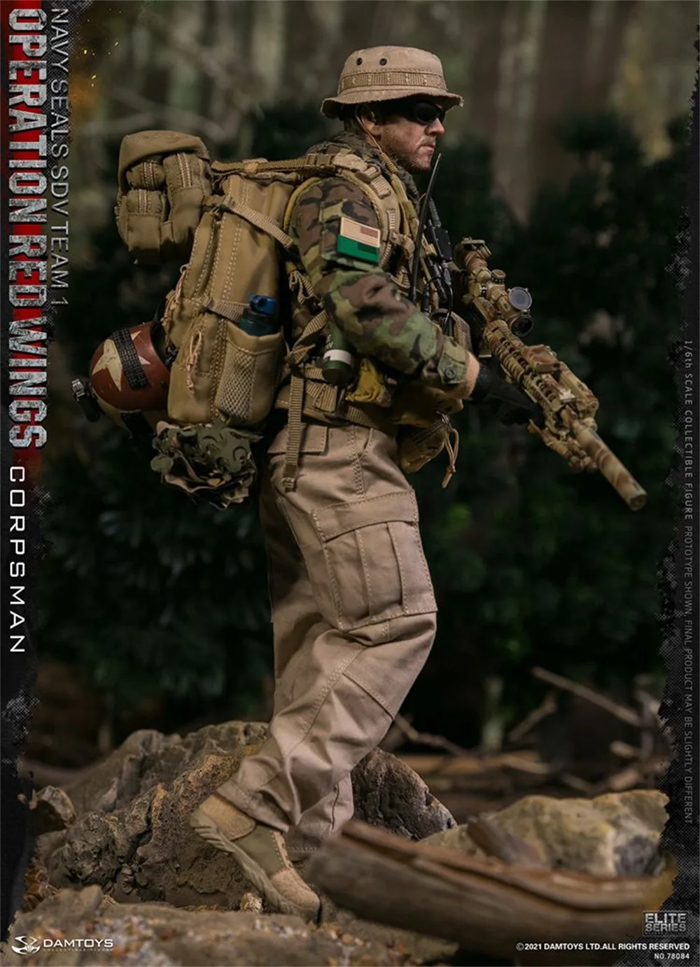 DAMTOYS Navy Seals Action Figures, SDV, Equipe 1 Operation Red Wings, Corpsman Khaki, Calças Militares, Chapéu para Homem, 12 