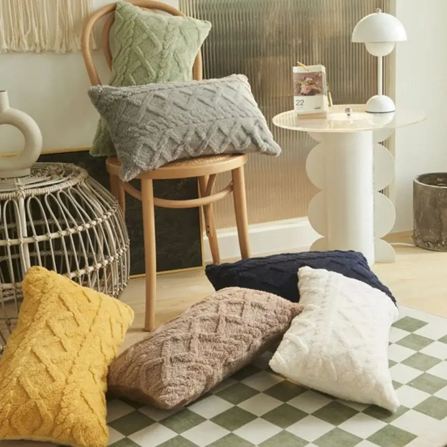 Solid Jacquard Geometrial Pattern Cushion Cover 1pc for Sofa and Bed throw pillow cover,cushion covers,pillow covers,cushion cover