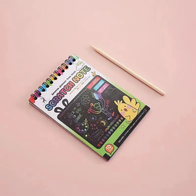 1 Book+1 Pen Dazzling DIY Scratching Painting Creative Graffiti Art Fun Scratching Paper Color Notebook 6