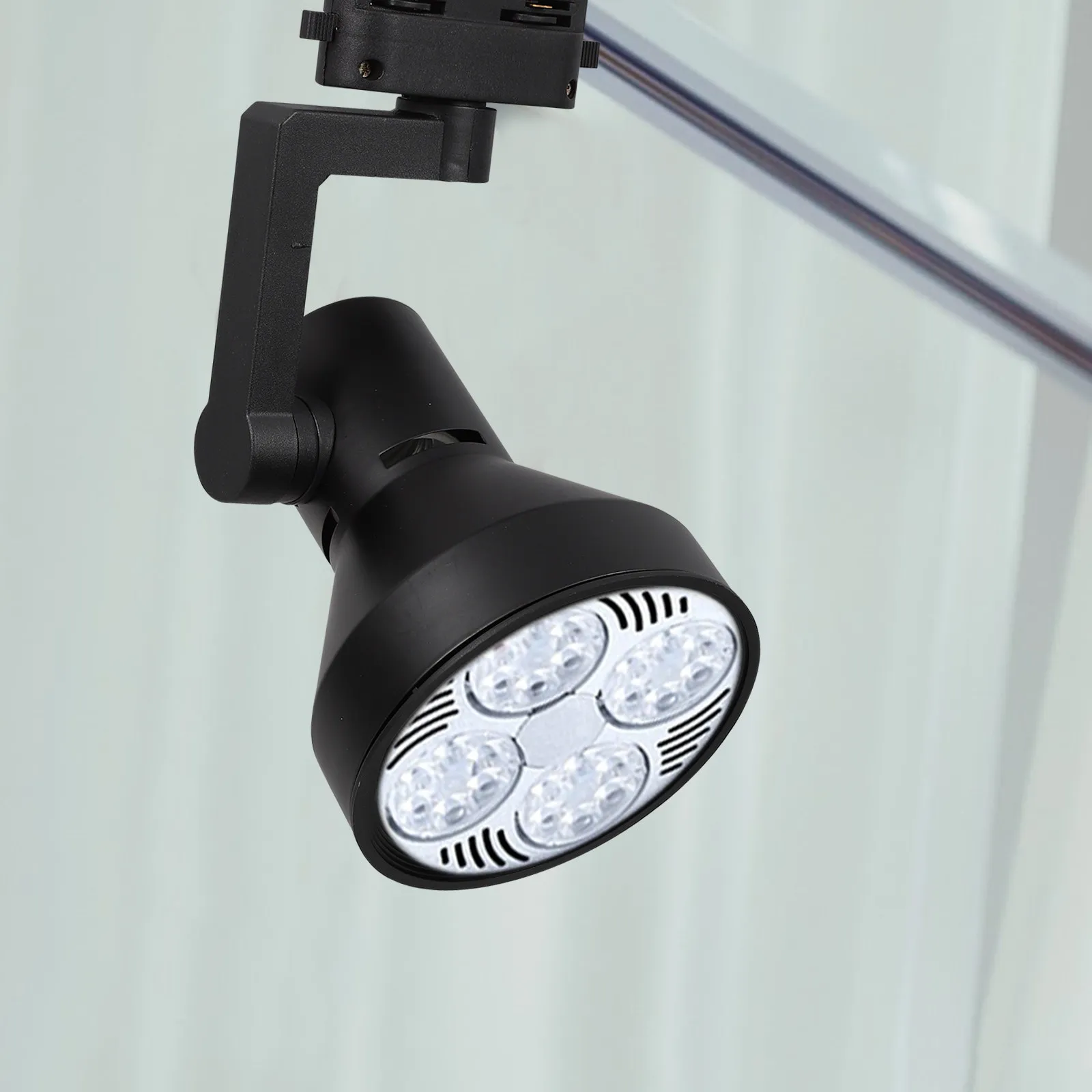 LED 트랙 조명기구 E27 베이스 견고한 철제 구조 디밍 가능 방향 조절 스포트라이트 주방 상점 천장 벽걸이형