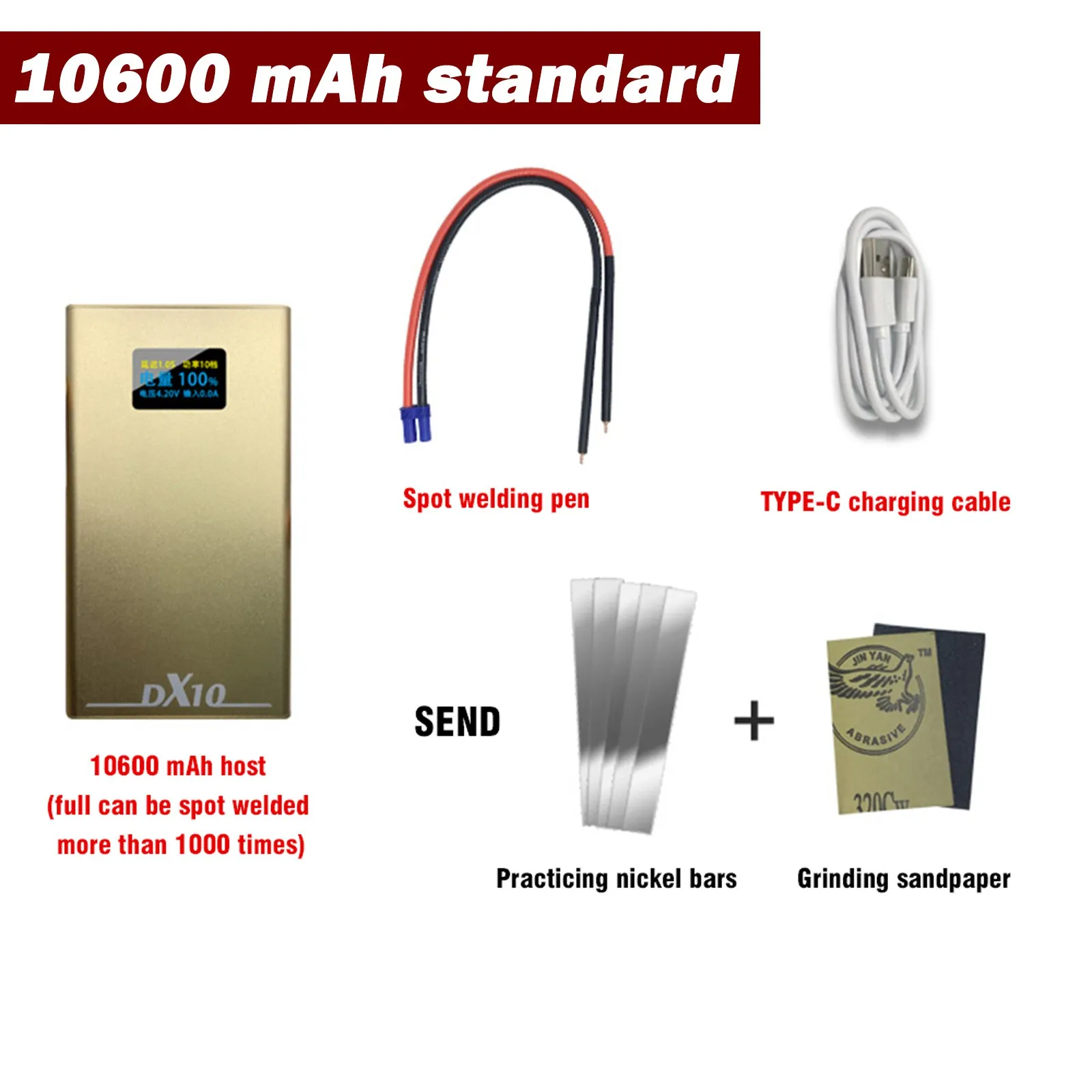 

DX10 Portable Spot Welder OLED Adjustable Battery Spot Welding Machine Welder Tools 0.2/0.3mm Nickel For 18650 8awg Spot Pens