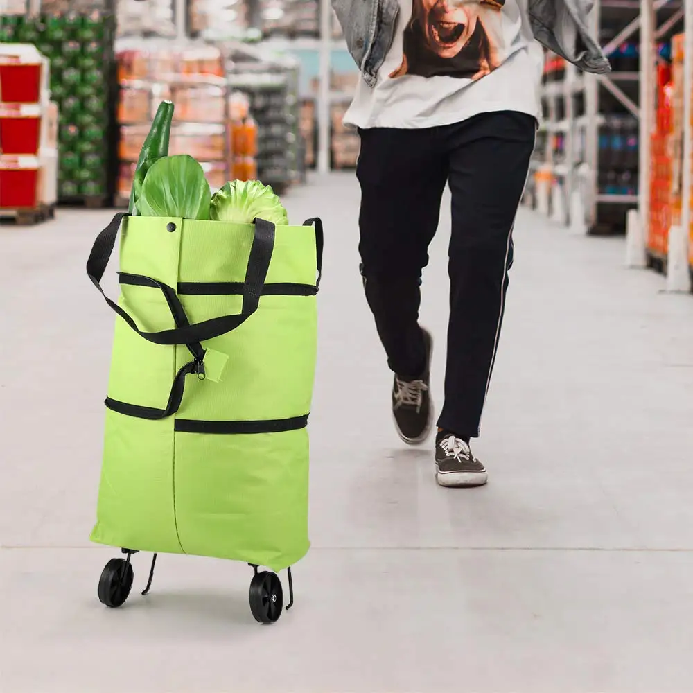  Tote Bags Large Trolley Bag for Shopping Collapsible Shopping Bags  Large Grocery Pouch Collapsible Trolley Bag Grocery Tote Bag Outdoor  Storage Bag Wheel Tape Portable Metal Elder Hemoton : Health 