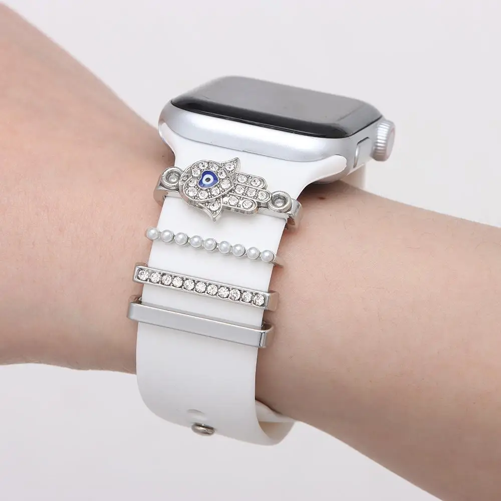 Diamond Love Ornament Decorative Ring for Smart Watch Silicone Strap Bracelet
