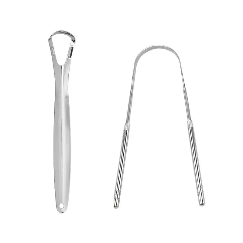 

1/2 Pcs Stainless Steel Tongue Scraper Silver Metal Cleaner Eco-friendly Oral Care Fresh Tool Reusable Breath Brush