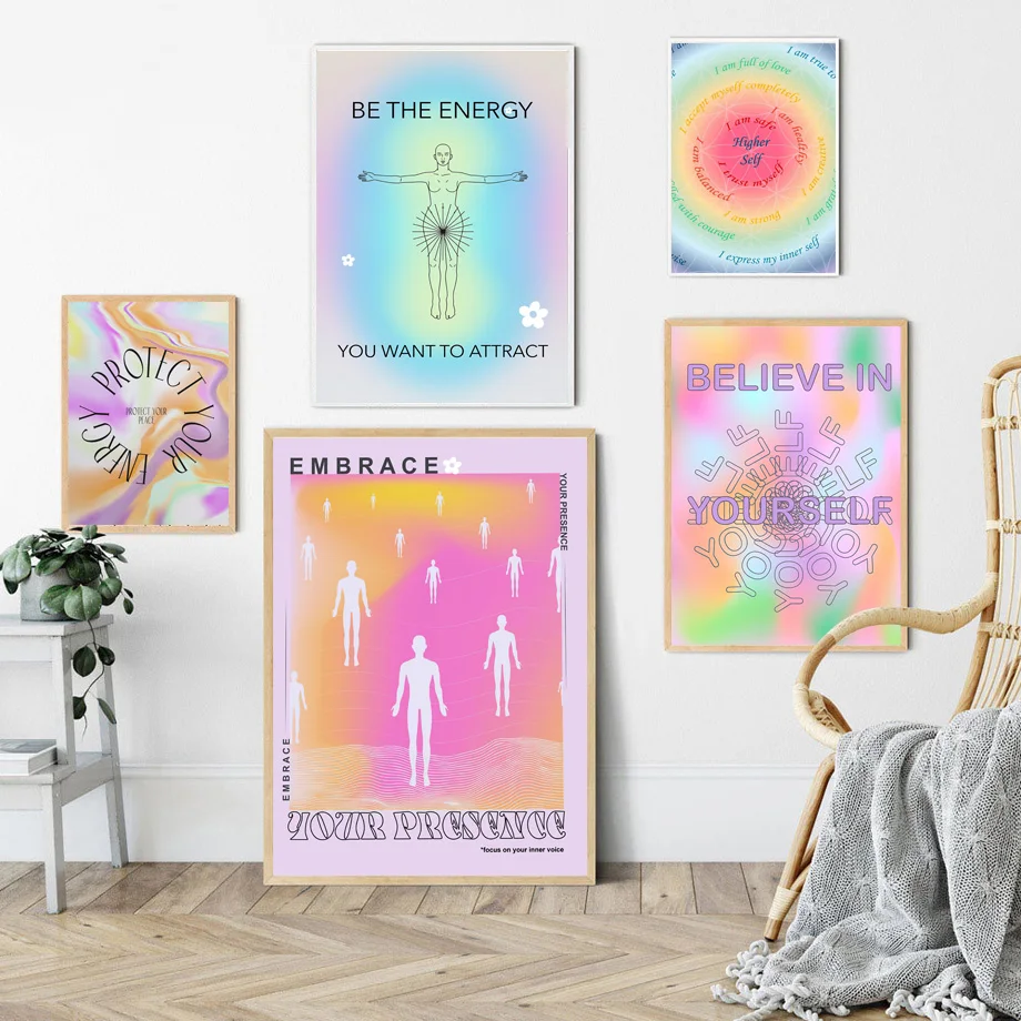 

Abstract Grainy Spiritual Aura Vintage Gradient Wall Art Canvas Painting Posters And Prints Wall Pictures For Living Room Decor
