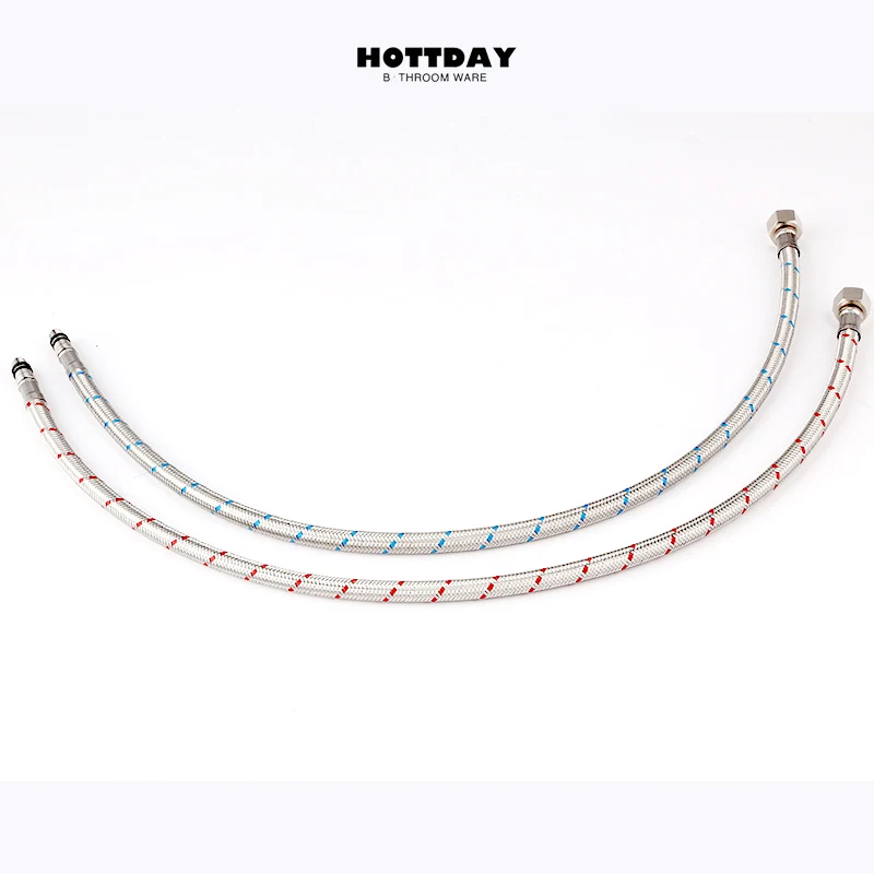 Bathroom Hose Stainless Steel Flexible Plumbing Pipes Basin Faucet Hot and Cold Water Kitchen Sink G1/2 G3/8 G9/16 1 Pair shower water hose