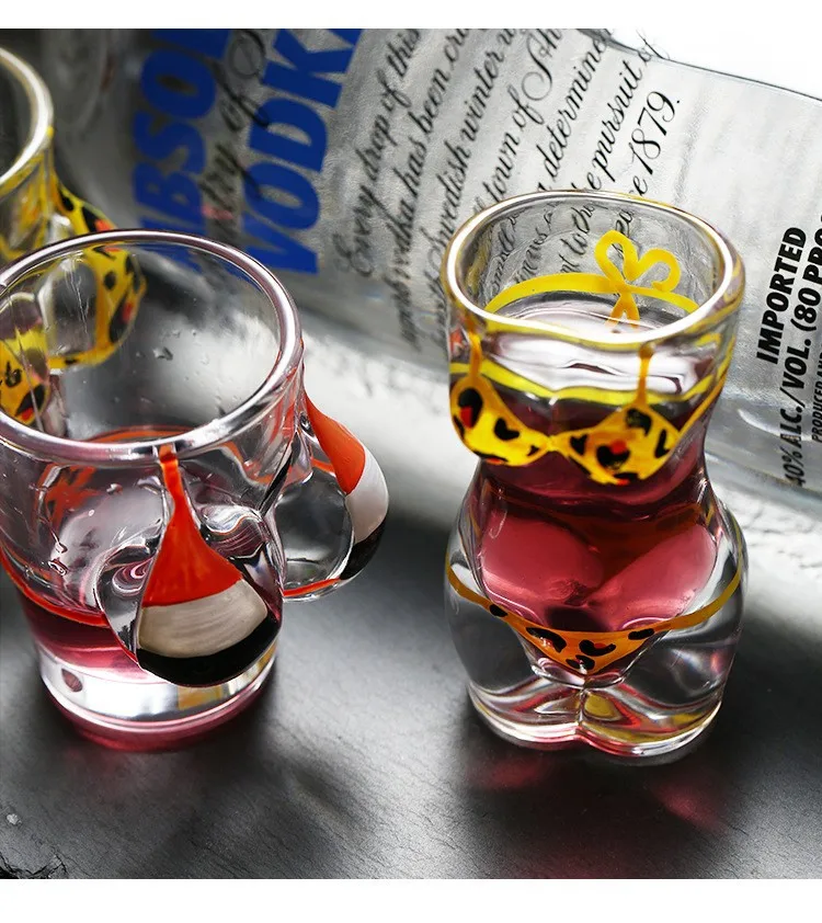 Bikini Skull Shot Glasses Set Of 2 - 30ml Heavy Base Glass Shot Cups With Gift Box For Tequila, Vodka, Espresso - View #3