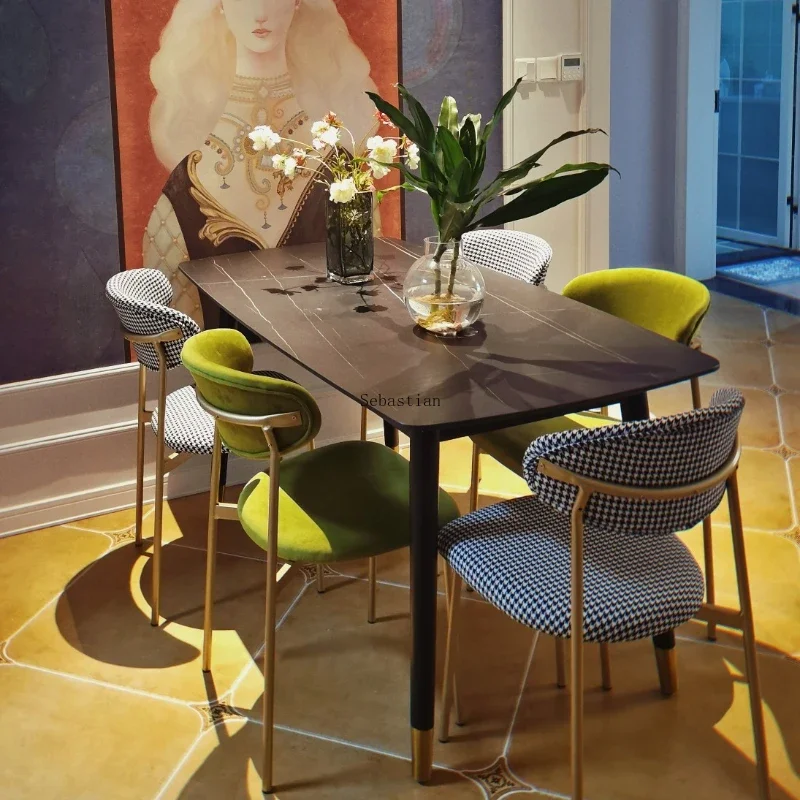 

Nordic Light Luxury Dining Chair Modern Simple Home Back To Negotiate Makeup Chair Iron Leisure Designer Chair Muebles