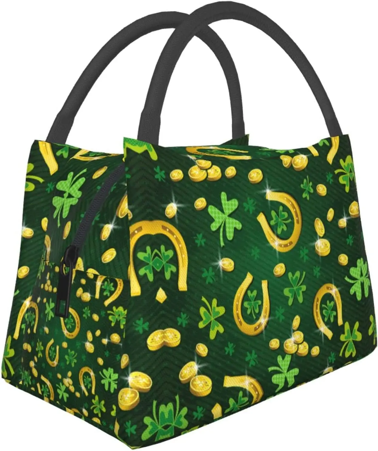

St Patrick's Day Lunch Bag Tote Bag Shamrock Insulated Lunch Box for Women Men Portable Resuable Green Clover Lunch Organizer