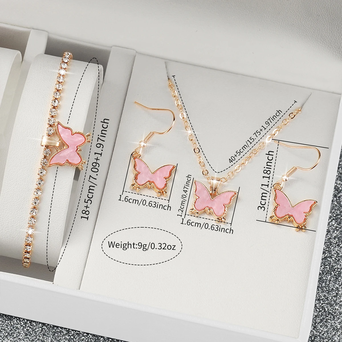 5pcs/set Women's Fashion Watch Set Butterfly Dial Pink Watch Casual Exquisite Watch with Butterfly Bracelet Necklace Earring Set