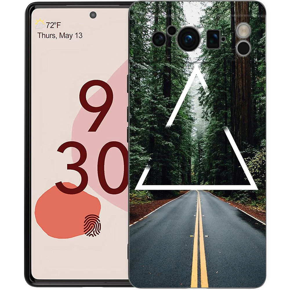 Forest Geometry Wood Design Shockproof Phone Case, Soft Silicone TPU Black Cover