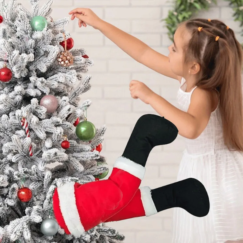 Santa Claus Legs Christmas Tree Decoration Red Green Plush Santa Claus Elf Leg Christmas Tree Door Decoration Hanging christmas tree decoration