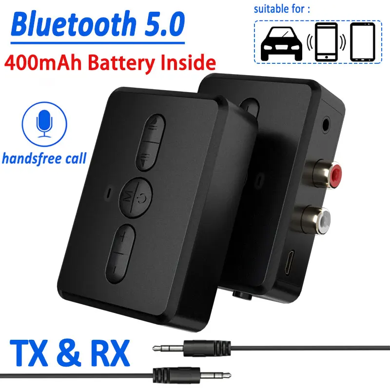Bluetooth 5.0 Audio Receiver Transmitter RCA 3.5mm AUX Jack Music 400mah Stereo Wireless Adapter Handsfree Call For Car PC TV |