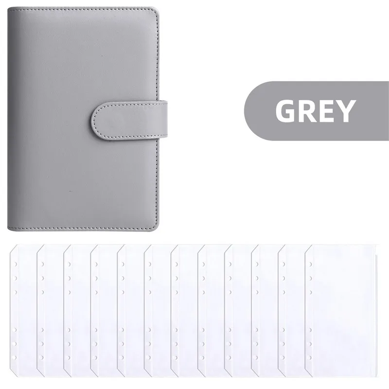PU Leather A6 Budget Binder with Cash Envelope Pockets & Zipper