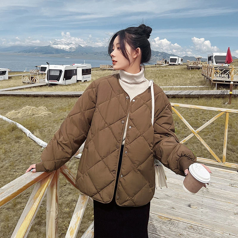 

Fashion Autumn Winter Thicken Female Warm Short Parka Women Casual Solid Color Loose Puffer Stand Collar Coat Jackets Outwear